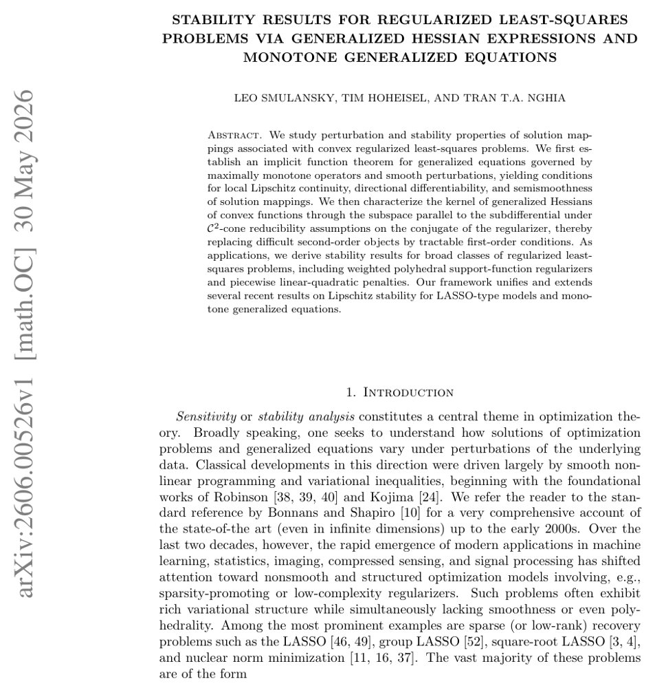 Stability results for regularized least-squares problems via generalized Hessian expressions and monotone generalized equations Figure 1