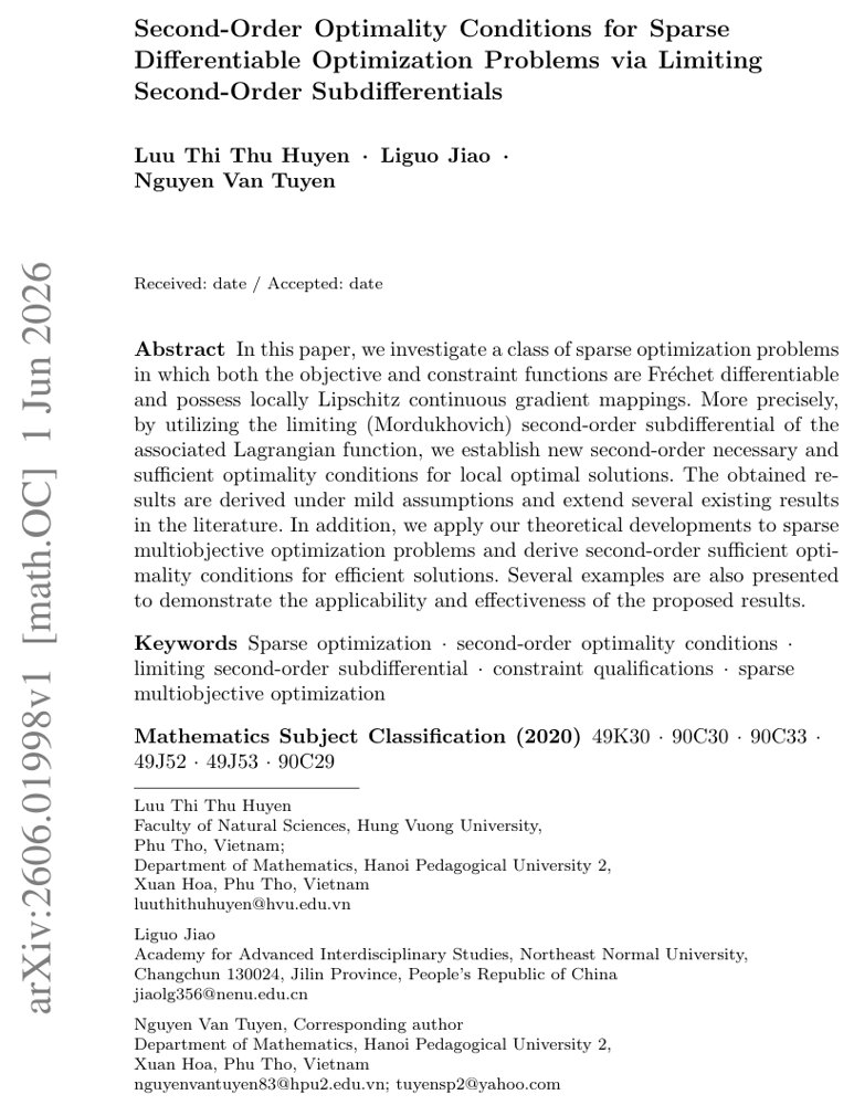 Second-Order Optimality Conditions for Sparse Differentiable Optimization Problems via Limiting Second-Order Subdifferentials Figure 1