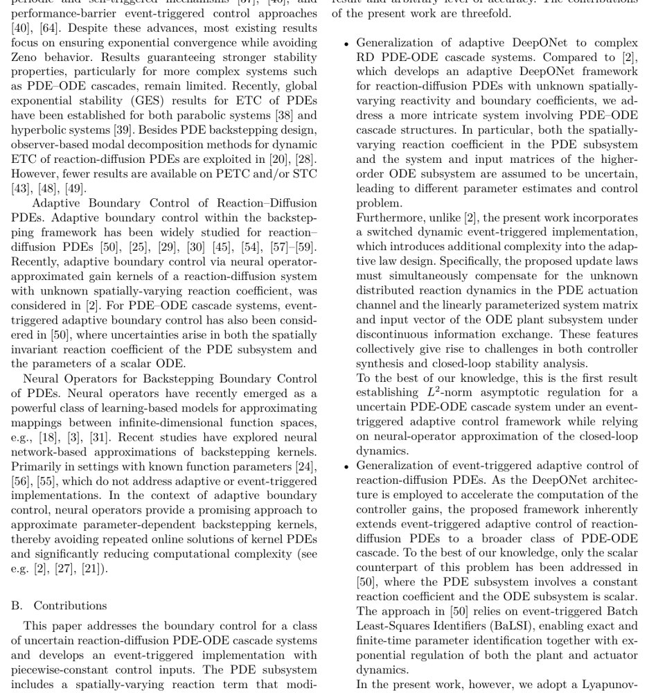Switched Event-Triggered Adaptive Control of Reaction-Diffusion PDE-ODE with Neural Operator Implementation Figure 1