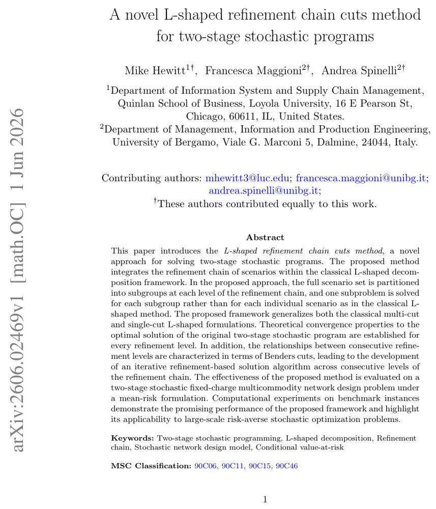 A novel L-shaped refinement chain cuts method for two-stage stochastic programs Figure 1