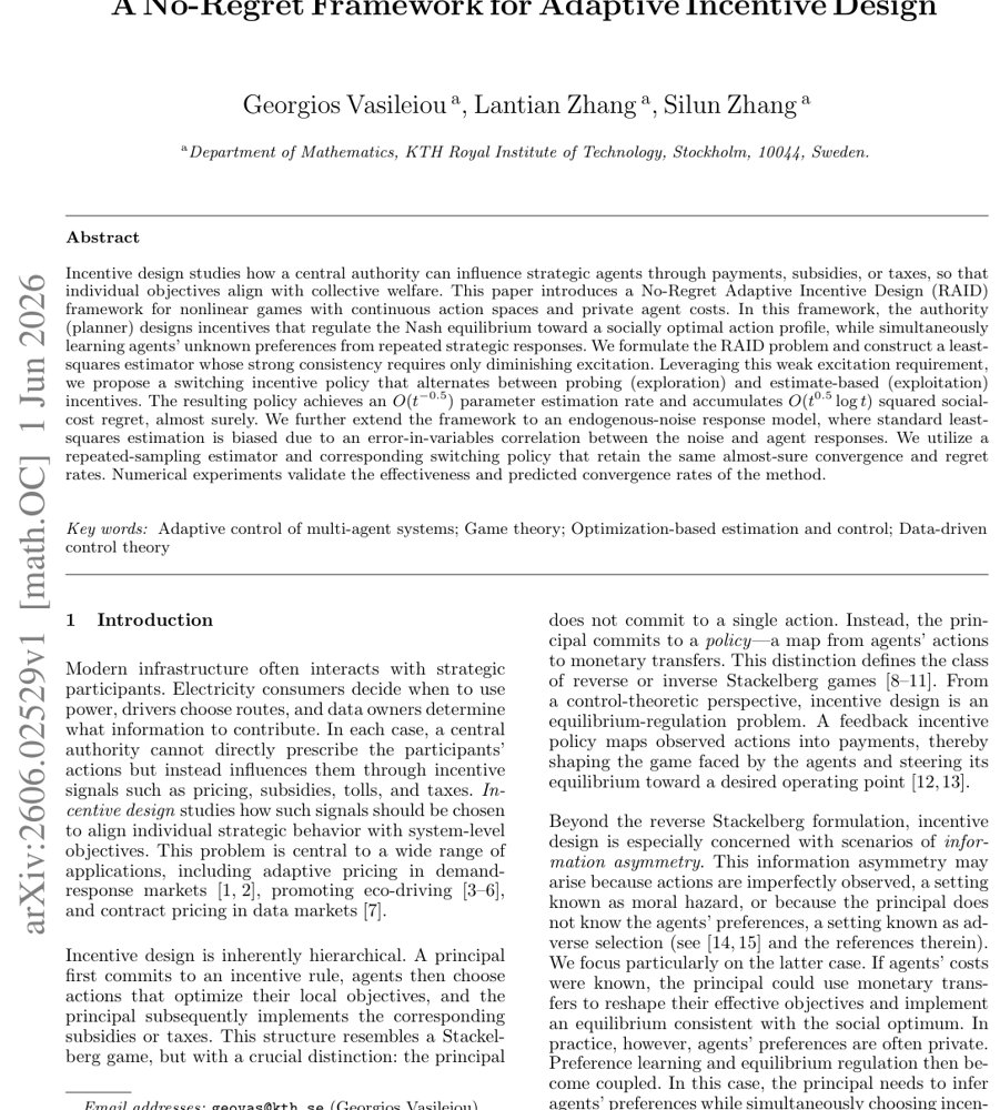 A No-Regret Framework for Adaptive Incentive Design Figure 1