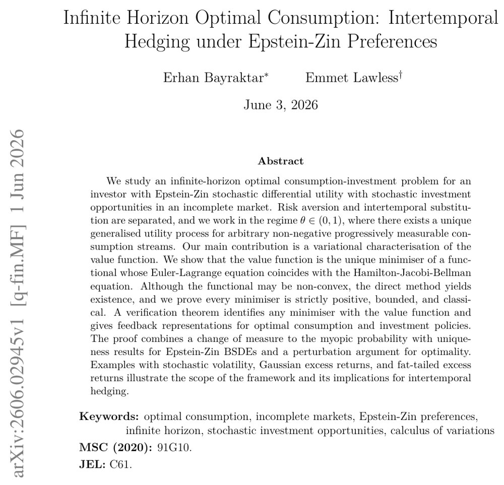 Infinite Horizon Optimal Consumption: Intertemporal Hedging under Epstein-Zin Preferences Figure 1