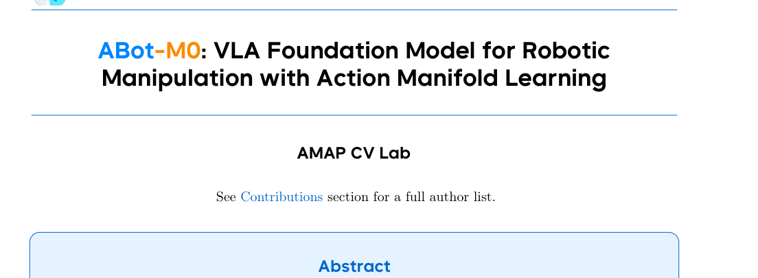 ABot-M0: VLA Foundation Model for Robotic Manipulation with Action Manifold Learning figure