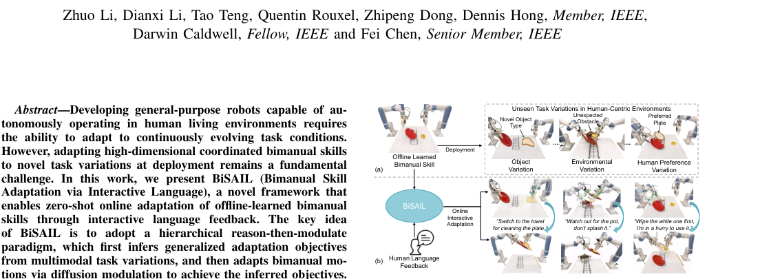 Adapt as You Say: Online Interactive Bimanual Skill Adaptation via Human Language Feedback figure