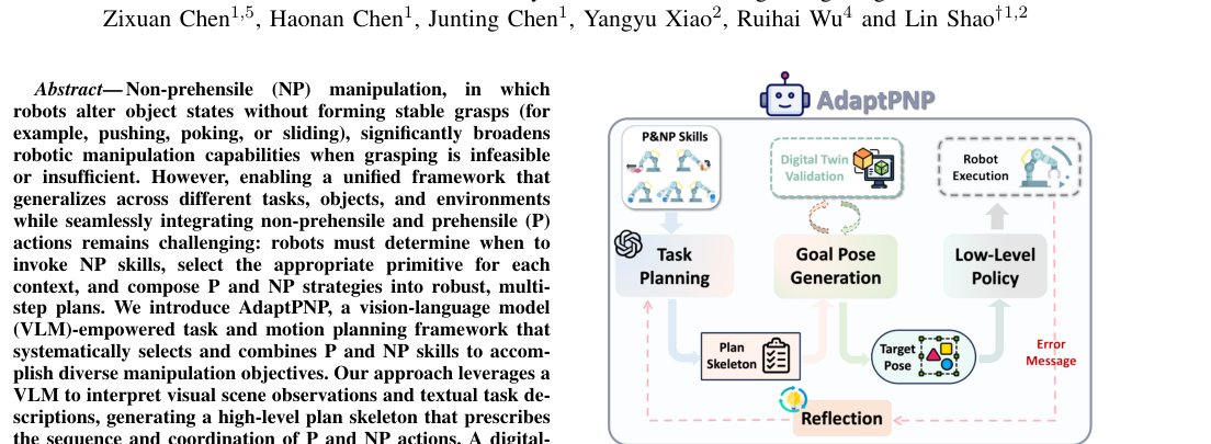 AdaptPNP: Integrating Prehensile and Non-Prehensile Skills for Adaptive Robotic Manipulation figure