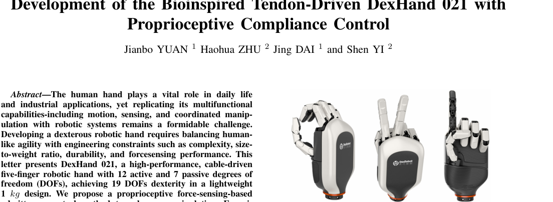 Development of the Bioinspired Tendon-Driven DexHand 021 with Proprioceptive Compliance Control figure