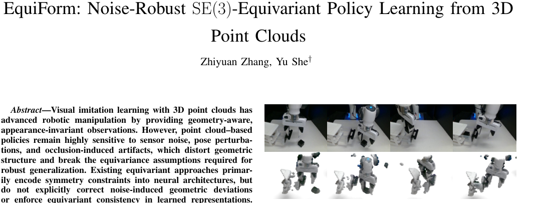 EquiForm: Noise-Robust SE(3)-Equivariant Policy Learning from 3D Point Clouds figure
