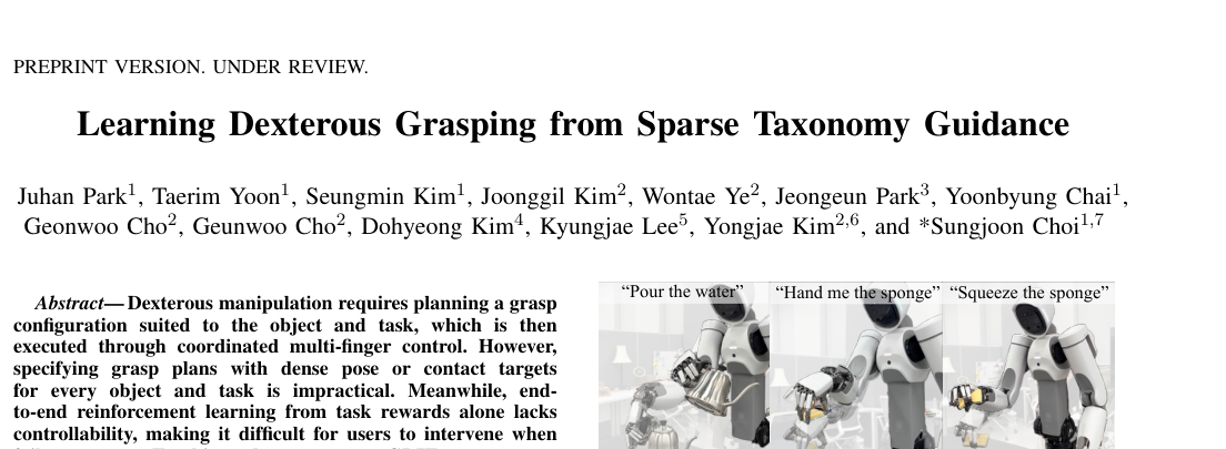 Learning Dexterous Grasping from Sparse Taxonomy Guidance figure