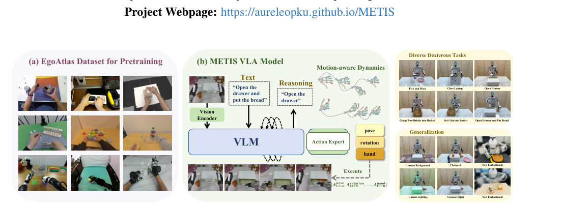 METIS: Multi-Source Egocentric Training for Integrated Dexterous Vision-Language-Action Model figure