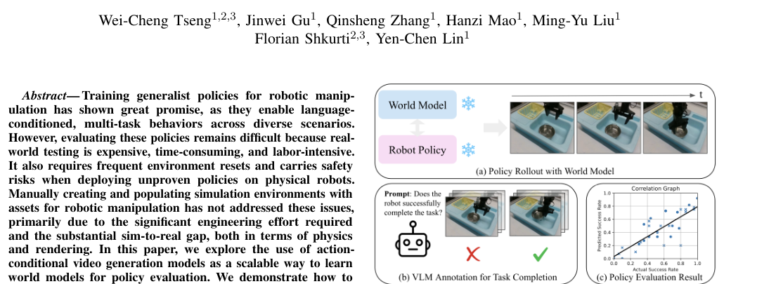 Scalable Policy Evaluation with Video World Models figure