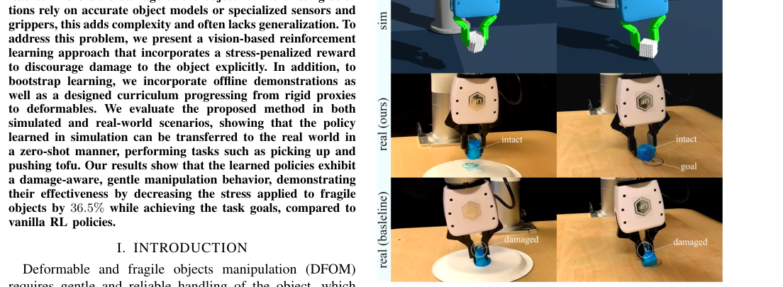 Sim-to-Real Gentle Manipulation of Deformable and Fragile Objects with Stress-Guided Reinforcement Learning figure