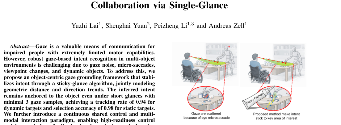 Sticky-Glance: Robust Intent Recognition for Human Robot Collaboration via Single-Glance figure