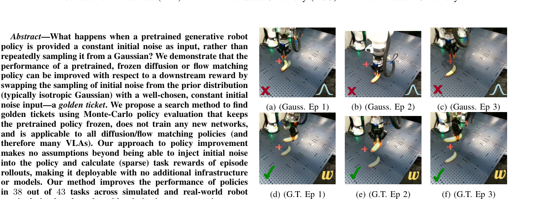 You've Got a Golden Ticket: Improving Generative Robot Policies With A Single Noise Vector figure
