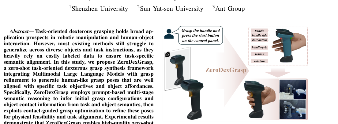 ZeroDexGrasp: Zero-Shot Task-Oriented Dexterous Grasp Synthesis with Prompt-Based Multi-Stage Semantic Reasoning figure