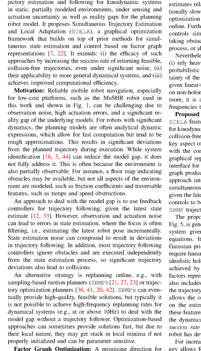 Kinodynamic Trajectory Following with STELA: Simultaneous Trajectory Estimation & Local Adaptation figure