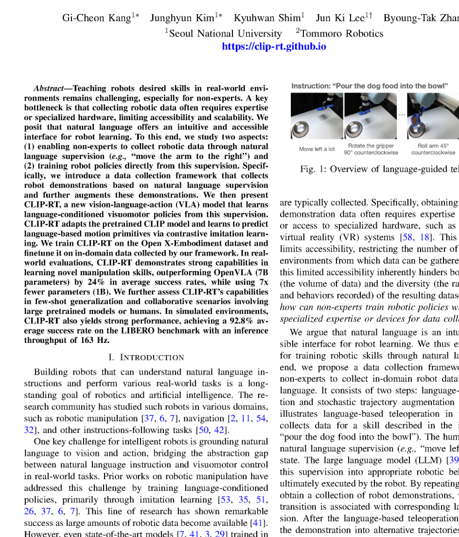 CLIP-RT: Learning Language-Conditioned Robotic Policies from Natural Language Supervision figure