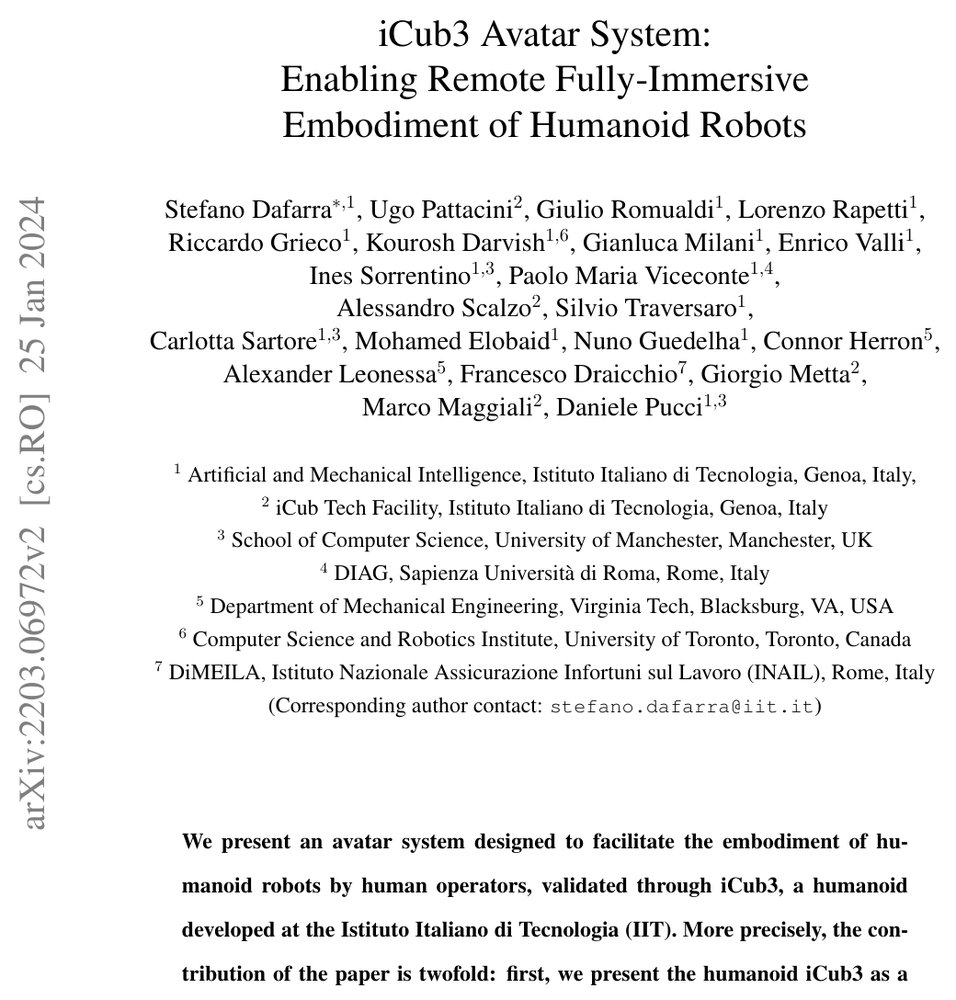 iCub3 avatar system: Enabling remote fully immersive embodiment of humanoid robots Figure 1